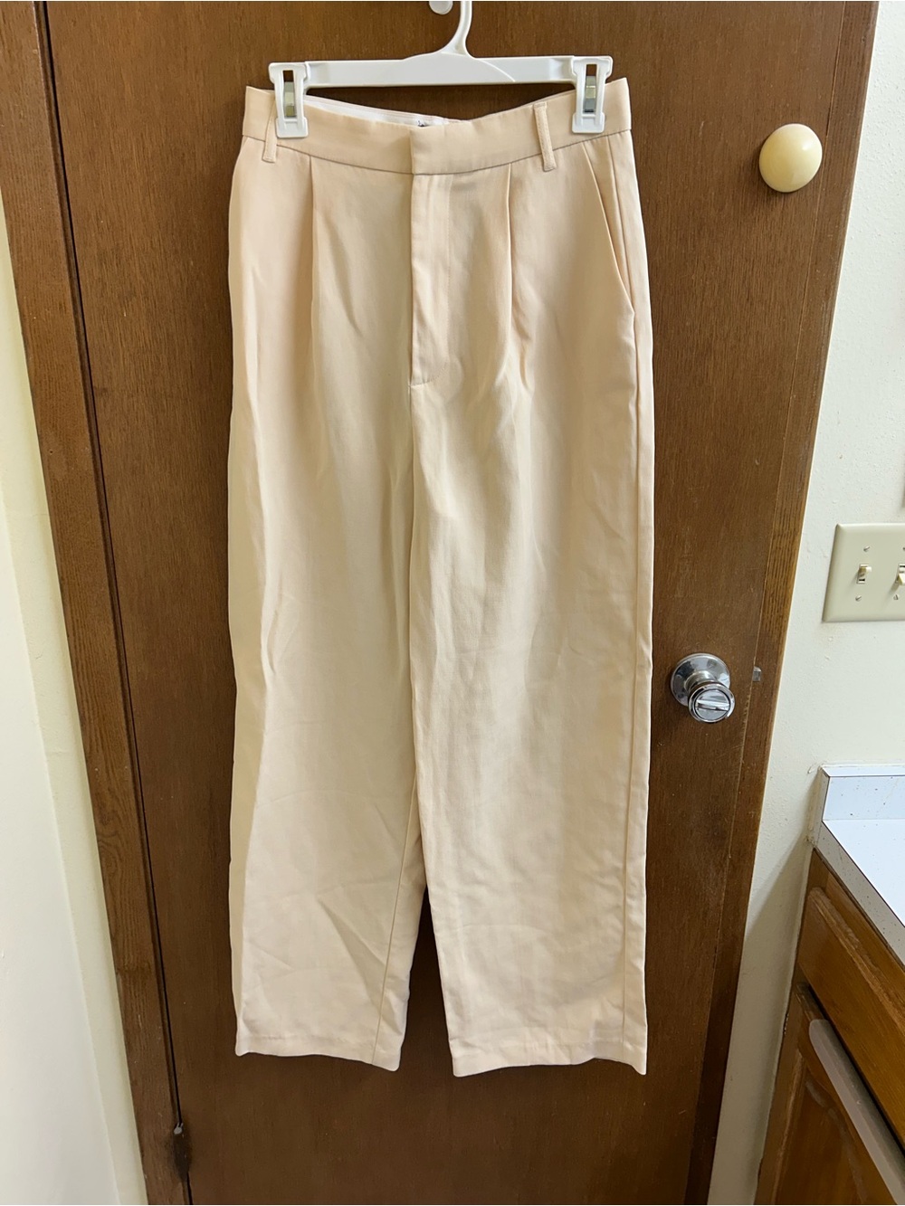Zara Cream Wide Leg Trouser Pants Small